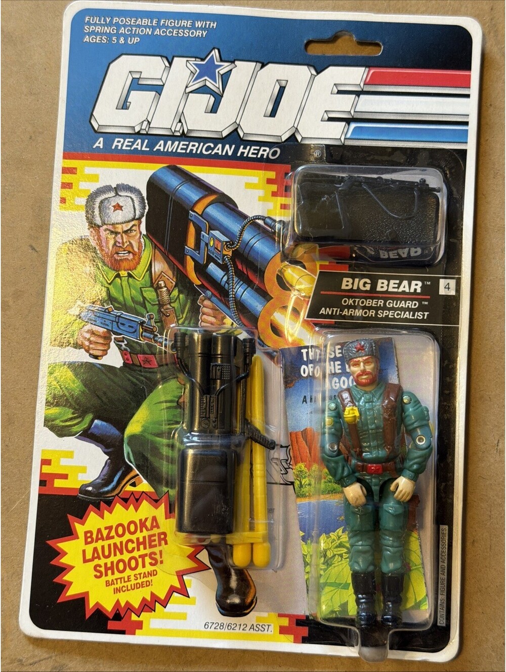 Hasbro G.I. Joe ARAH Big Bear 1991 Carded Action Figure w/ Bazooka New Sealed